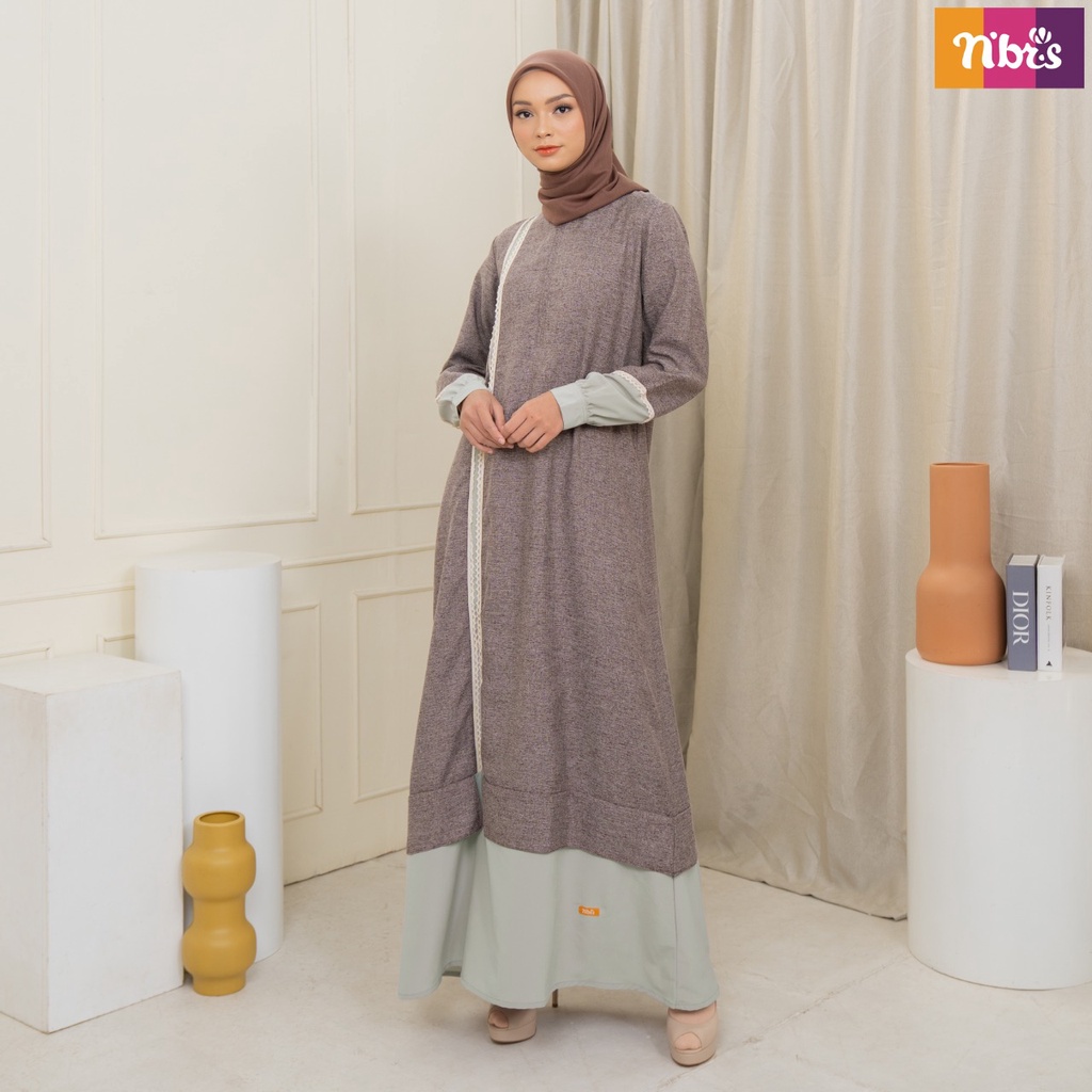 Nibras Gamis NB B100 Bahan Celio mix Koshibo Dress Muslimah Modern Simpel Busui by Nibras bisa COD