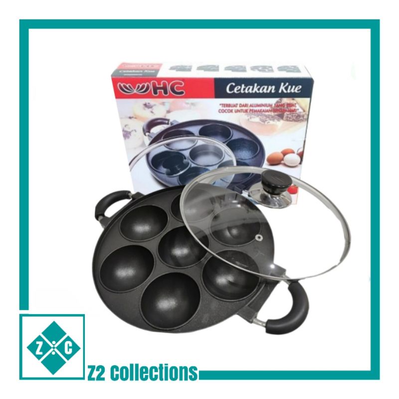 Cetakan kue 7 lubang cekung Merk HC Loyang Kue bulat gepeng dorayaki cake pan cembung