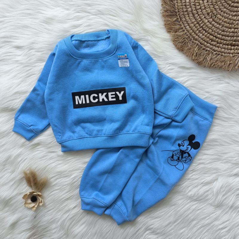 setelan sweater bayi fleece mickey 3-18 bulan pakaian hangat bayi