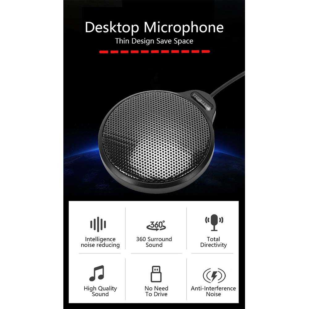 RECORDIO 360 Degree Microphone Table Conference Zoom Meeting skype Mikrofon Laptop Smartphone Mic Anti Slip