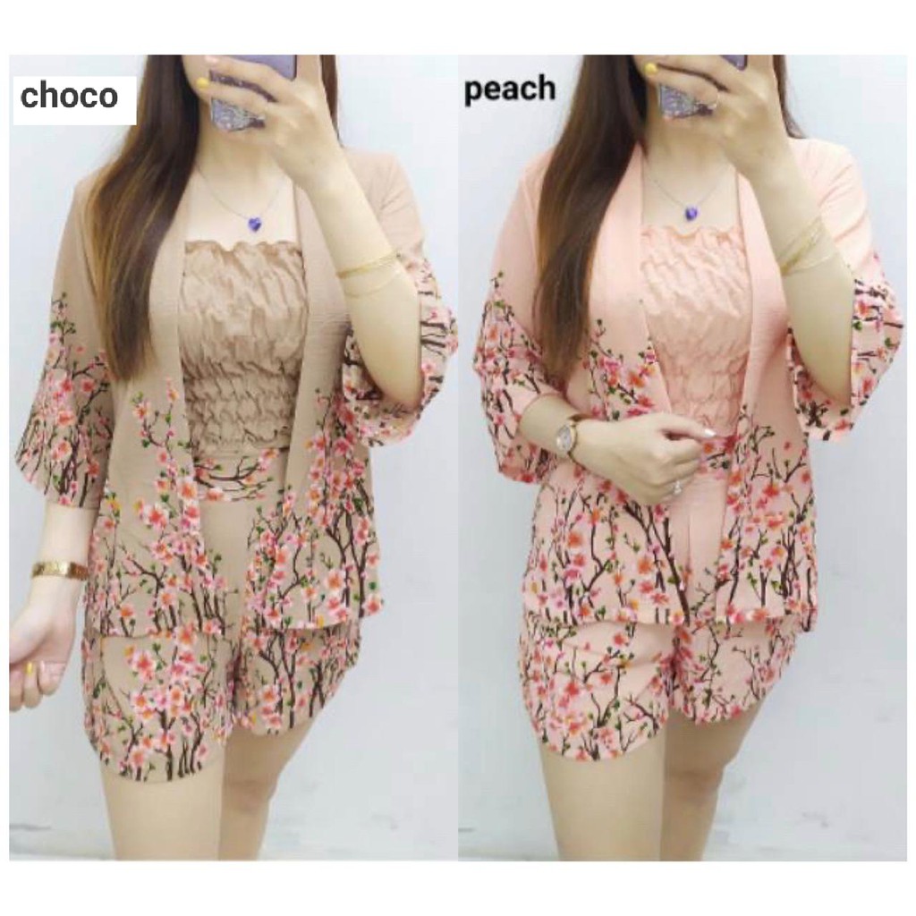 Gystore • Setelan 365 3in1 Sakura | Jumpsuit Wanita Bunga