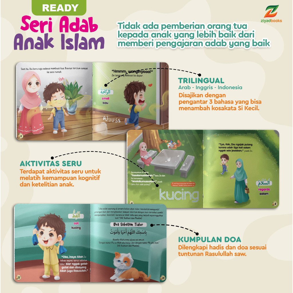 Buku Anak : Seri Adab Islami (7 Buku + Bonus) Edisi Art Paper