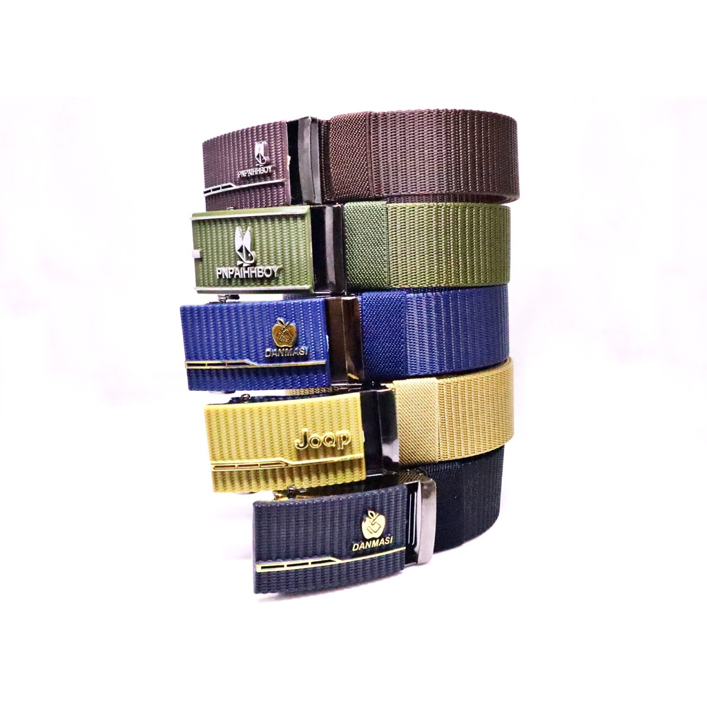 Ikat Pinggang Pria Nylon Kanvas Kepala Besi ABS Sabuk Pria Canvas Trendy Gesper NYLON Men Belt - 40-NLD-BDK