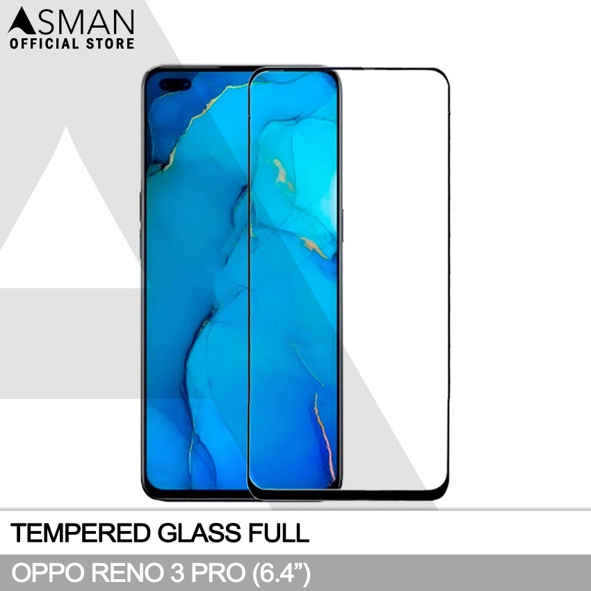 Tempered Glass Full OPPO Reno 3 Pro (6.4&quot;) | Anti Gores Kaca - Hitam