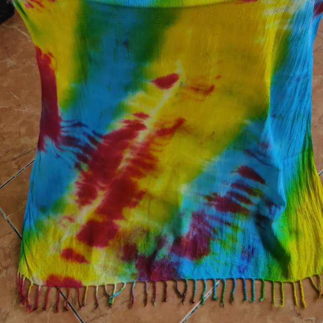 Syall tiedye rumbai bahan tenun