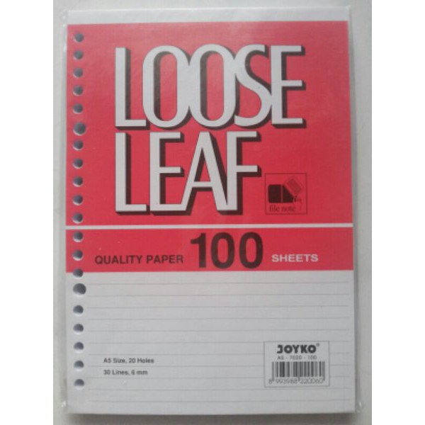 

Loose Leaf Joyko A5 100 lembar / Refill Isi Kertas File