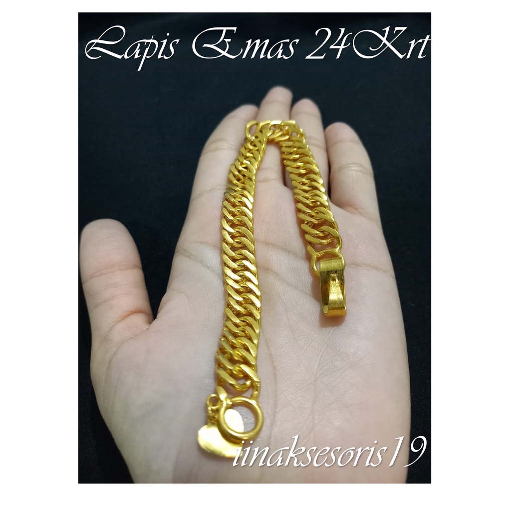 Gelang Lipan Jumbo Lapis Emas 24k Gelang Perhiasan Wanita Import Premium
