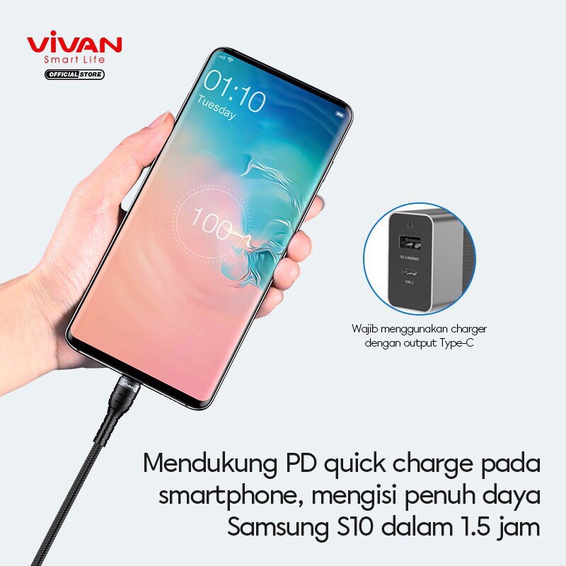 VIVAN KPD120 Kabel Type C to Type C Original Fast Charging Power Delivery 60W 3A Support Macbook