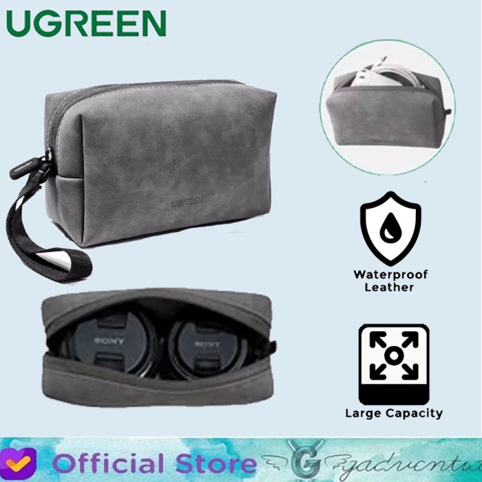 Tas Duffel Organizer UGREEN Travel Mini Storage Bag Organizer Pouch Tas Kulit Kecil + Tali - Abu-abu