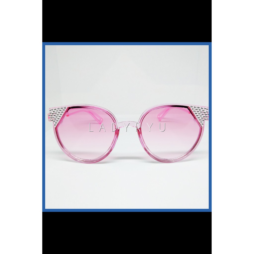 Kacamata Gaya Wanita AntiUV Korean Design Pink Transparan model Dior