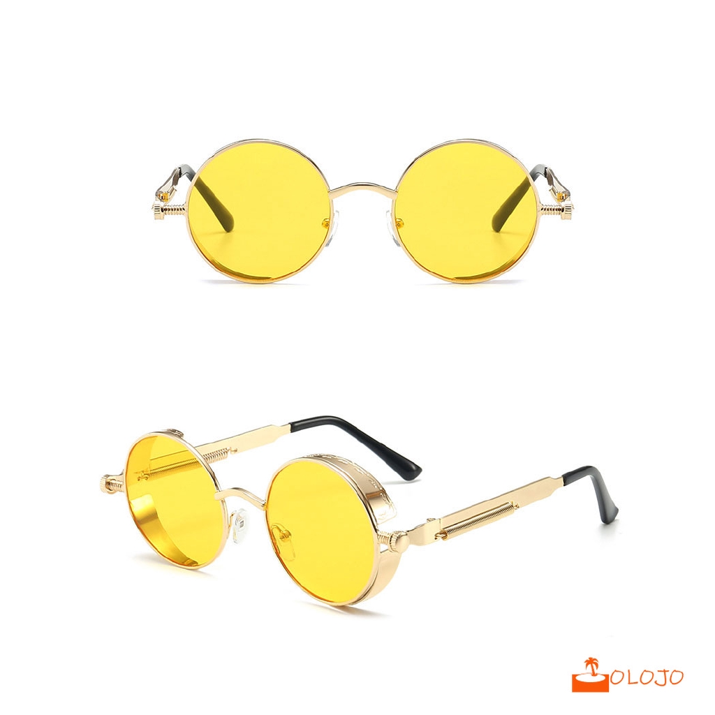 OLOJO Kacamata Hitam Vintage Sunglass Terpolarisasi Steampunk Putaran Kacamata