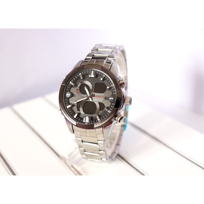 Ready 4 Pilihan Warna Jam Tangan Pria Casio Edifece Dual Time Rantai
