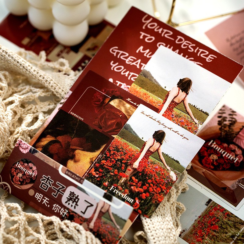 

(60 pcs) Sticker + Decorative Paper Vintage Material for Journaling Scrapbook DIY