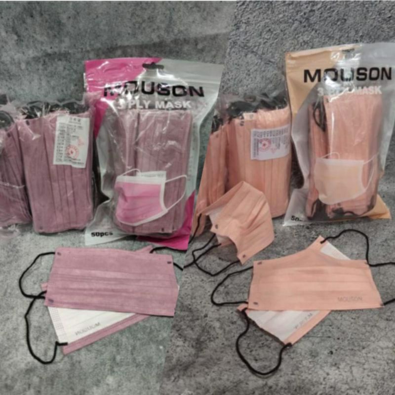 ✨NAGIHI✨ MASKER MOUSON 3PLY EARLOOP WARNA LADY PINK / NUDE PINK / ISI 50PCS DISPOSABLE MASK