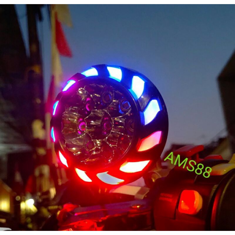 Lampu Tembak Lampu sorot Led Bracket Spion 9 Mata Led Angel Aye 5 Mode / Lampspion motor Spiral