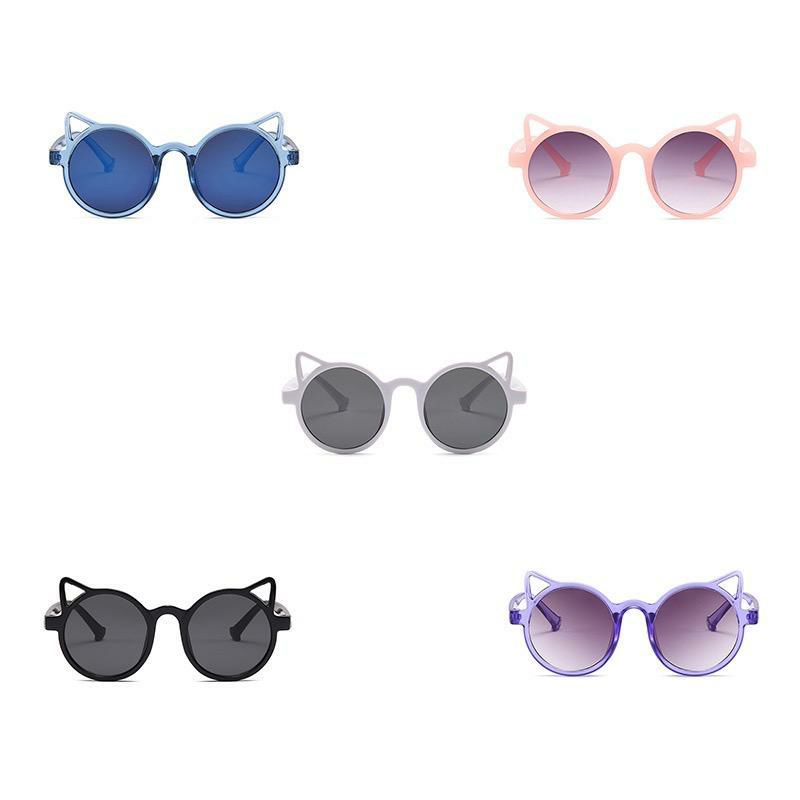 KACAMATA HITAM TELINGA KUCING KACAMATA ANAK ANTI RADIASI SINAR UV KACAMATA FASHION-KUCING BIRU