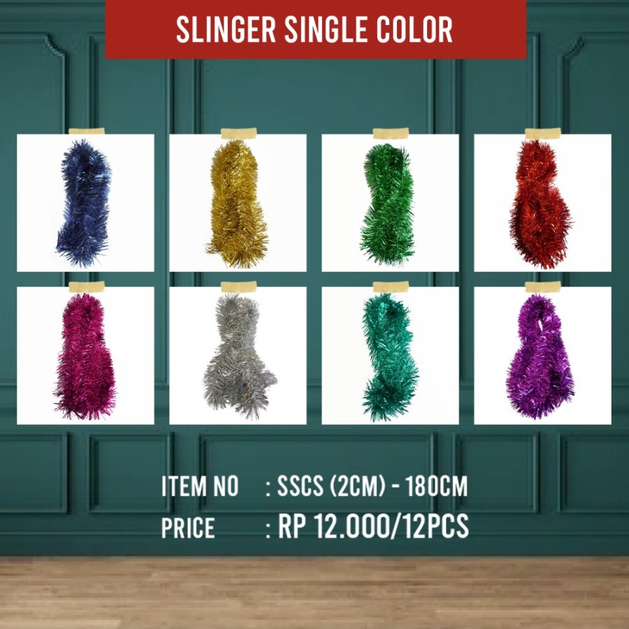 Slinger Tinsel Rumbai Hiasan Natal Parcel Lebaran Kecil isi 12 Pcs