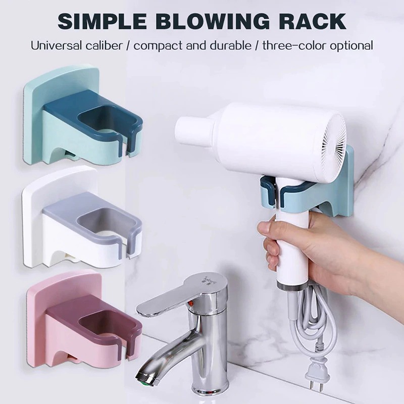 Rak Hair Dryer Holder Blower Organizer Adhesive Wall Mounted - YG2 - White