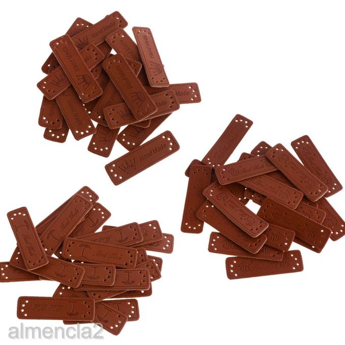 

almencla2 20pcs Label Tag Emboss Handmade Bahan Kulit Pu Untuk
