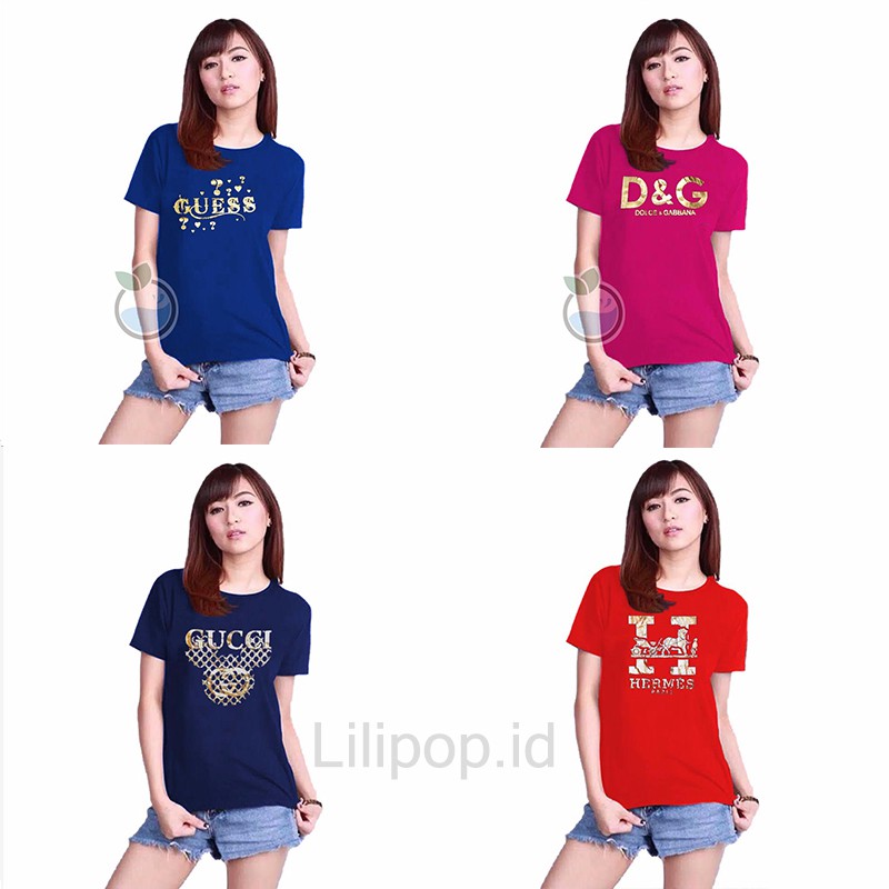 Kaos Polos Wanita Pendek Tshirt Distro O Neck Oversize Paket Hemat Lilipop