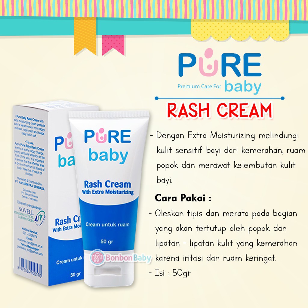 Pure BB RASH Cream Efektif untuk Ruam / Iritasi Pada Bayi Pure Baby