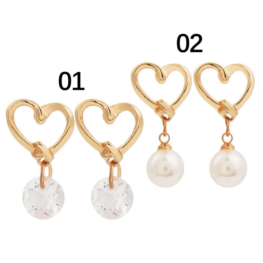 Solighter Heart Stud Earrings Berlian Gadis Perhiasan Pernikahan Cinta Hati Zirkon