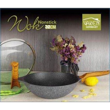 VAKEEN GERMANY WAJAN PENGGORENGAN ANTI LENGKET STIRLY WOK PAN GRANITE Lid 32 CM