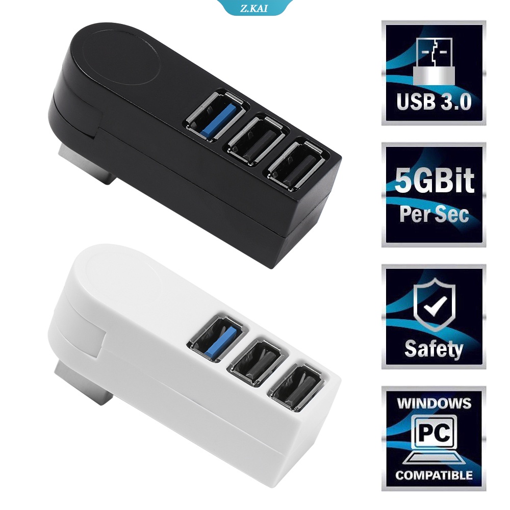 Hub Splitter 3 Port USB 3.0 Universal Mini Rotasi Kecepatan Tinggi Untuk PC Laptop MacBook Pro