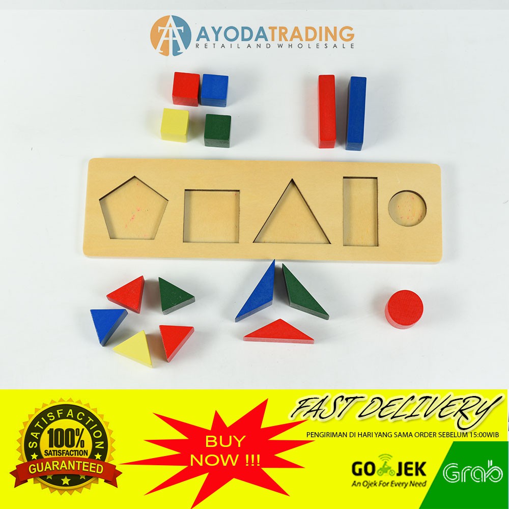 Mainan Edukasi Puzzle Tangram 5 Shapes Belajar Pecahan