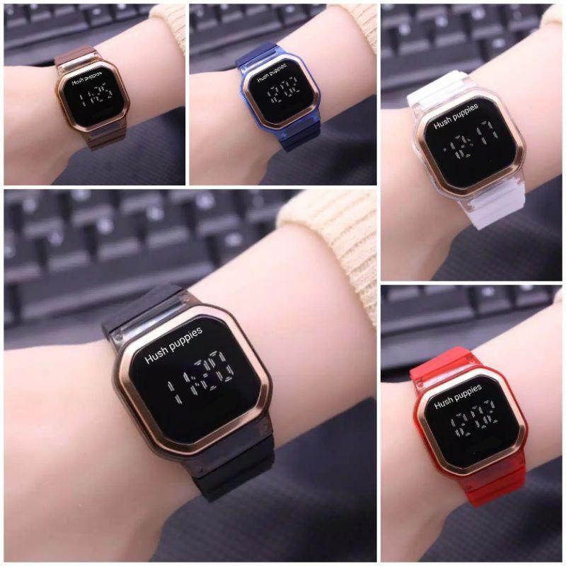 PA JAM TANGAN RUBBER DIGITAL SEGI HUSH PUPPIES GROSIR MURAH KARET SPORT LED PRIA WANITA COUPLE HP009