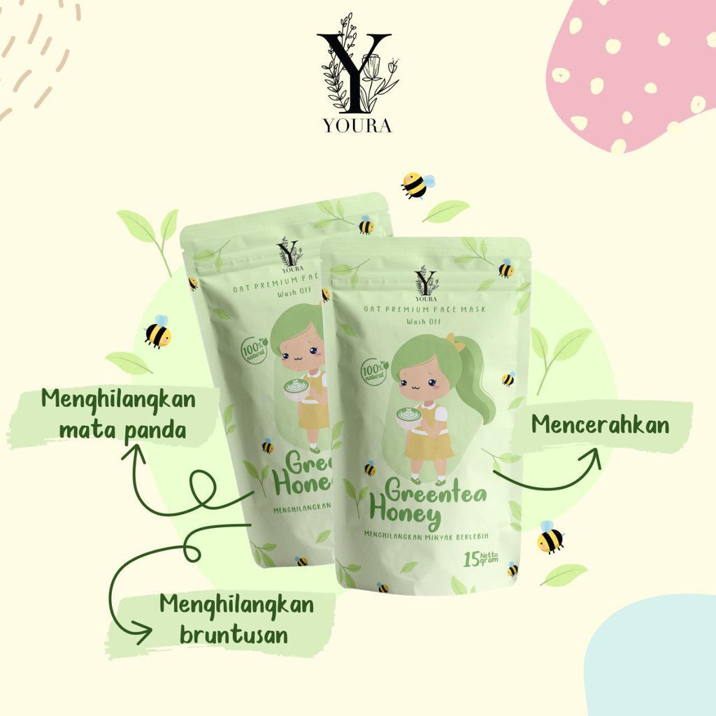 Masker Anik Youra Oat Premium Mask Varian Greentea Honey 15gr 100 Alami Indonesia