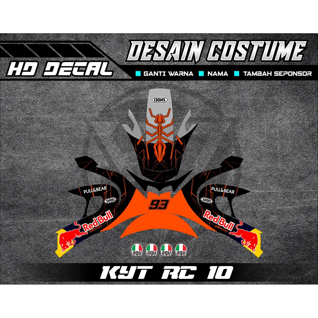 DECAL HELM KYT RC 10/KYT RC 7/HELM MDS/NHK MOTIF MARCH MARQUES DESIGN COSTUME