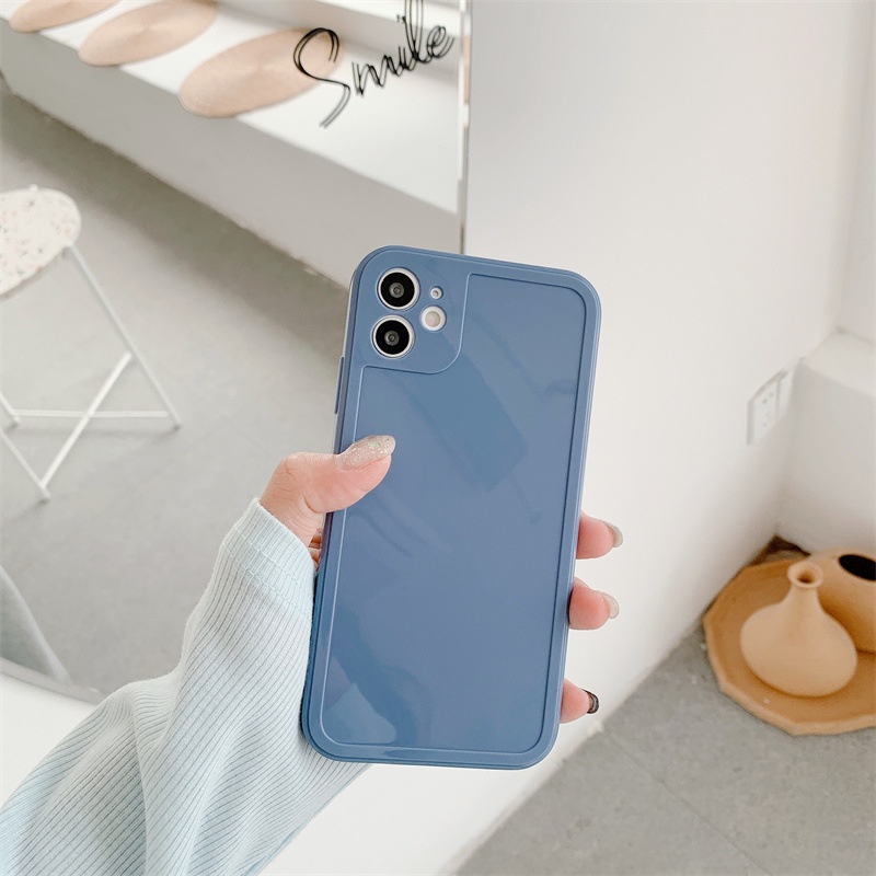 Case Pelindung Penuh Warna Solid Untuk Iphone 7 8 PLUS X XR XS 11 12 13 Mini PRO MAX SE 2020