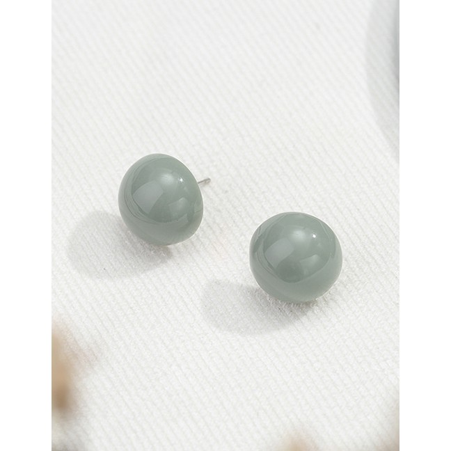 LRC Anting Tusuk Fashion Green Acrylic Round Earrings F5747X