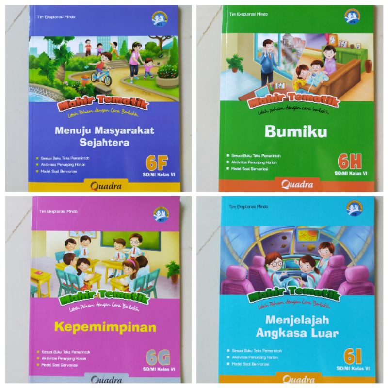 ORI satu paket buku mahir tematik K13 Quadra kelas 6 FGHI semester 2 edisi terbaru