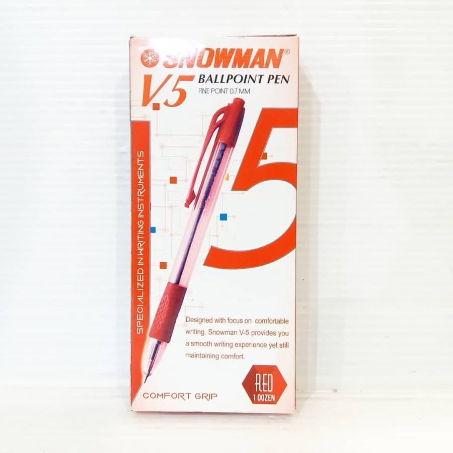 

TBMO (PACK) BOLPEN SNOWMAN V5 MERAH @12 DJ (144) SNOWMAN