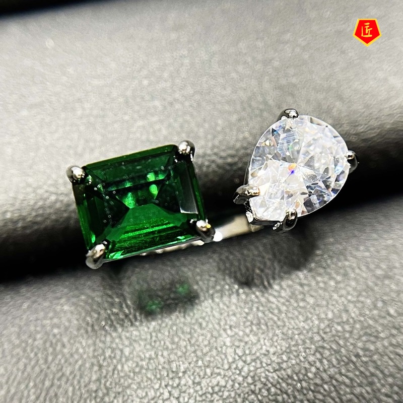 [Ready Stock]Natural Emerald Ring Ins Cold Style Advanced Customization