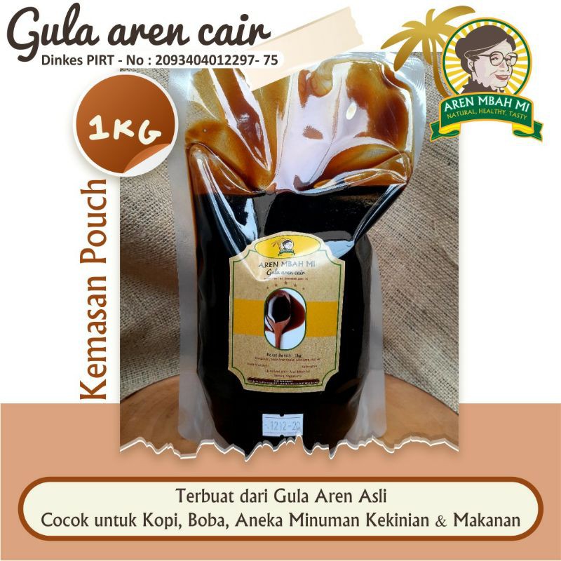 

( Aren Mbah Mi ) Gula aren cair . Asli Gula aren ( nira aren ,bukan nira kelapa ). Ukuran 1kg