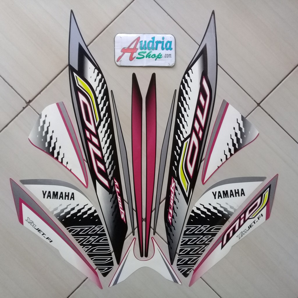 Striping Stiker Motor Yamaha Mio J Sporty 2014 Hitam-Pink
