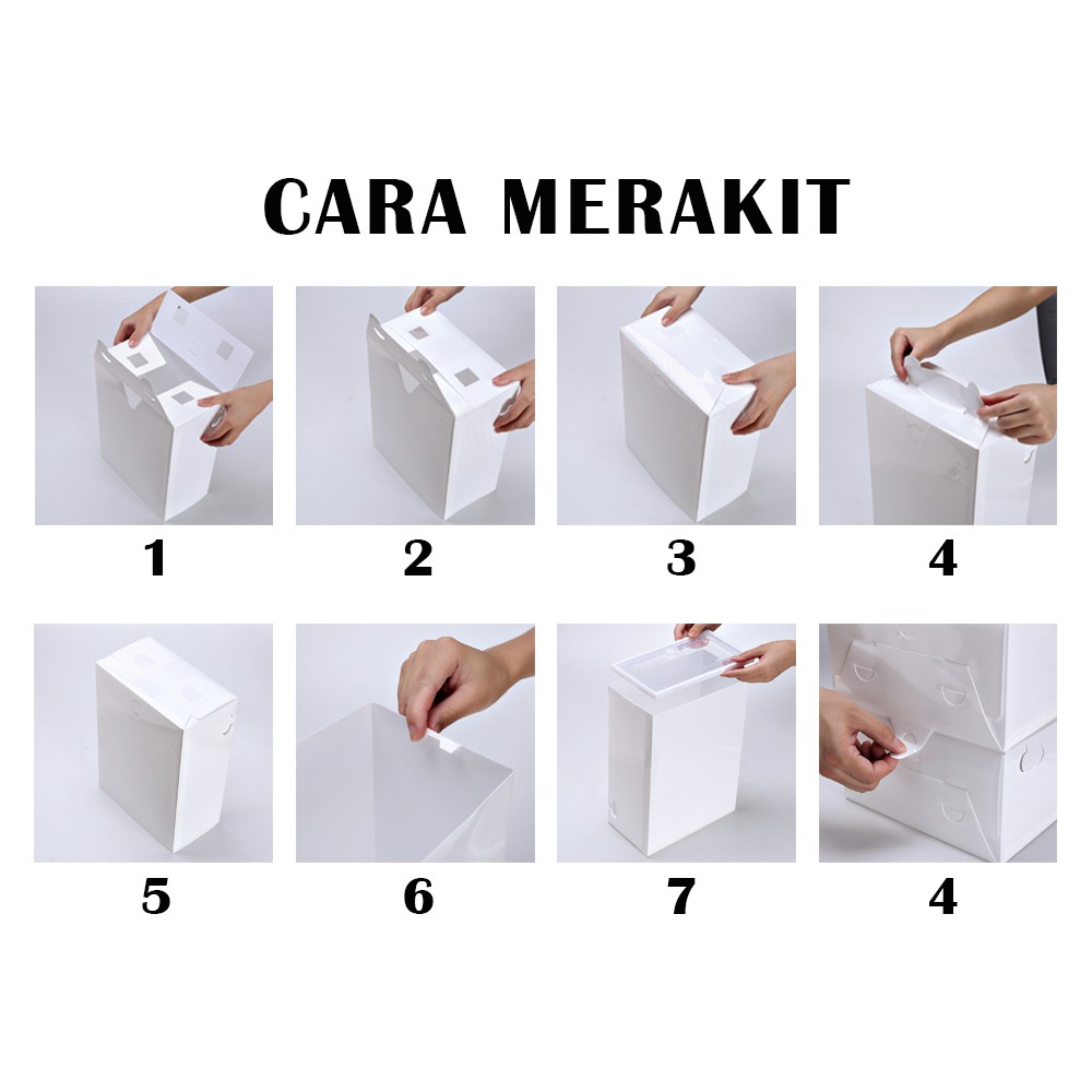 Kotak Sepatu Lipat Transparan Tebal Shoes Storage Box Organizer Rak Sepatu Plastik Susun dengan Penutup PVC DD438 / 125 COD