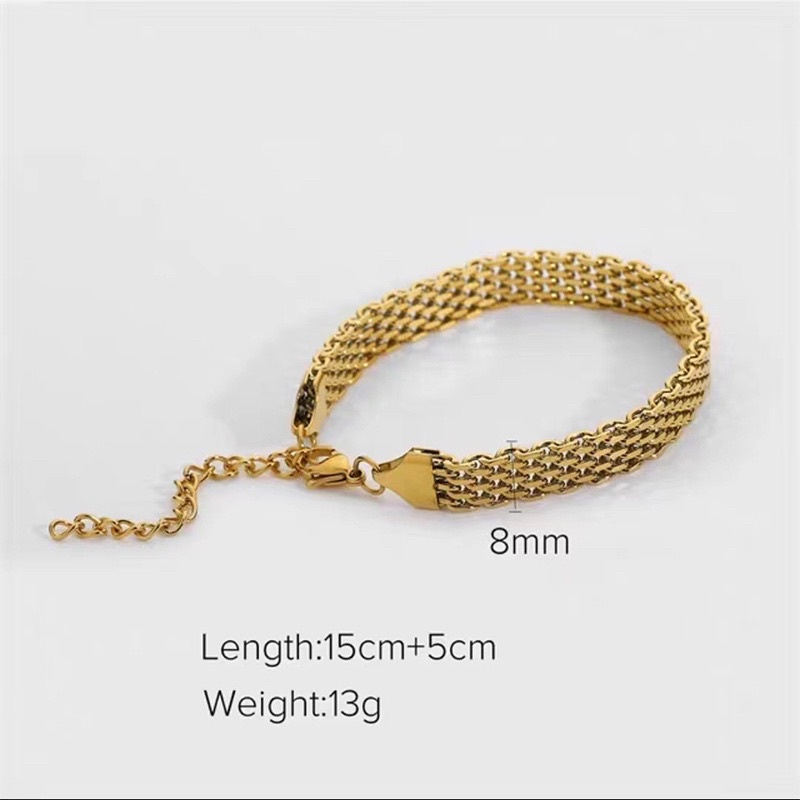 Kalung / Gelang tangan rantai anyam tebal 8mm titanium korea anti karat