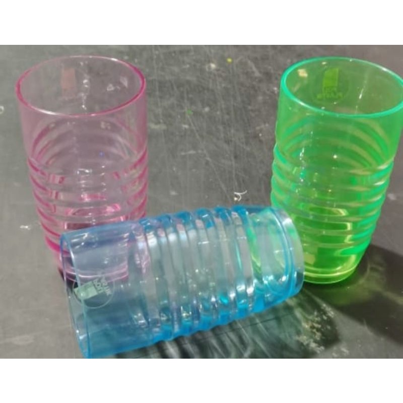 gelas plastik GL3 warna warni transparant 450ml