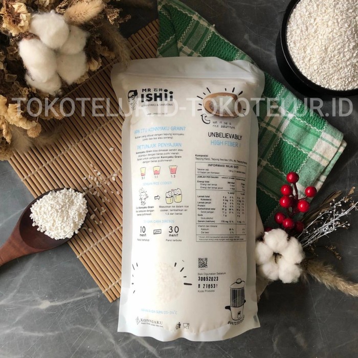 

gr011ttr Dry Shirataki Rice (Beras Shirataki Kering) 1Kg Sv012Ss