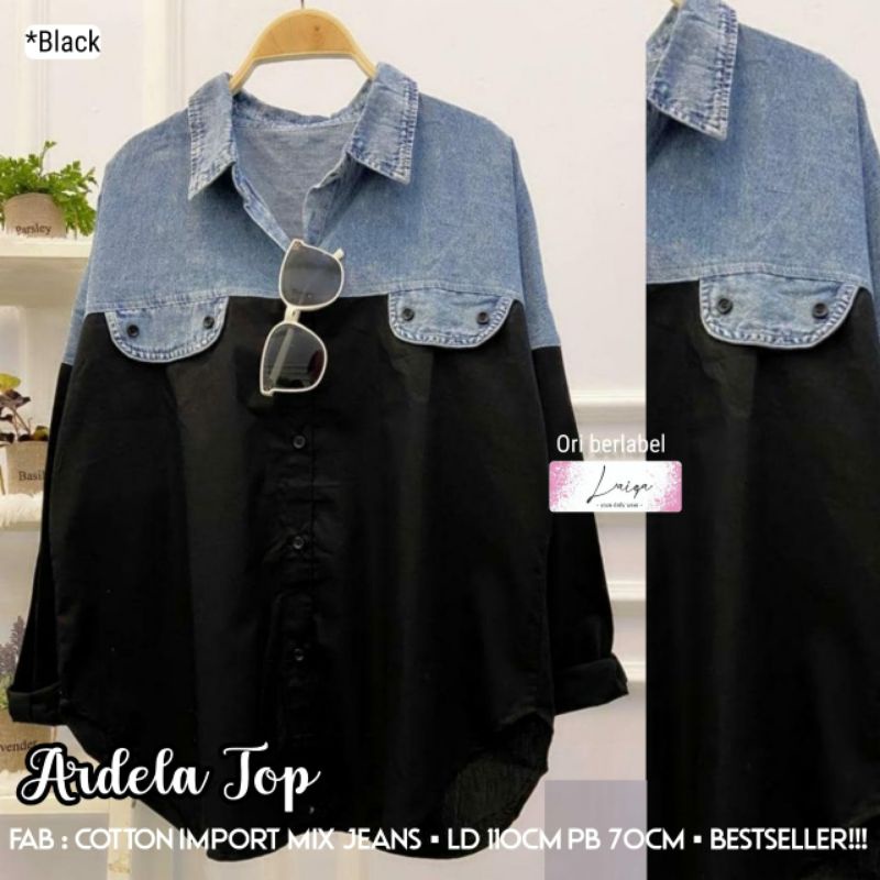 Baju kemeja cantik wanita katun import mix jeans