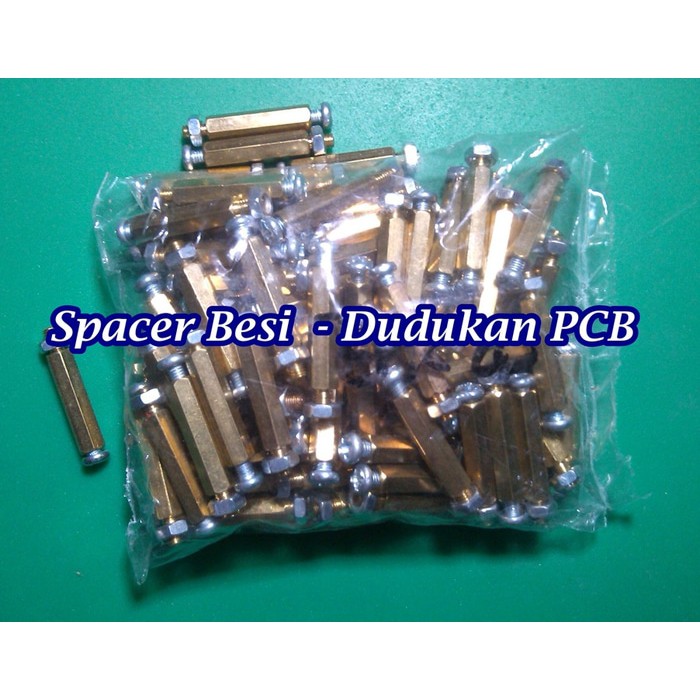 Spacer tiang pcb M3 40 + 6mm kuningan termasuk baut dan mur 4CM