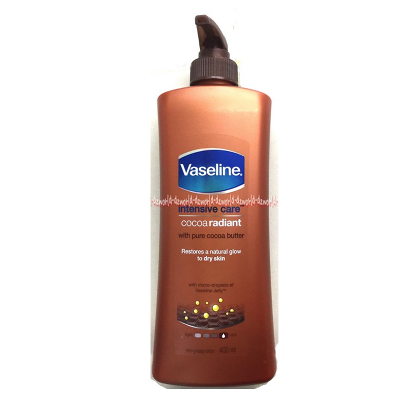 Vaseline Intensive 400ml Care Cocoa Radiant Dry Skin Kulit kering Handbody Vaselin Hand Body