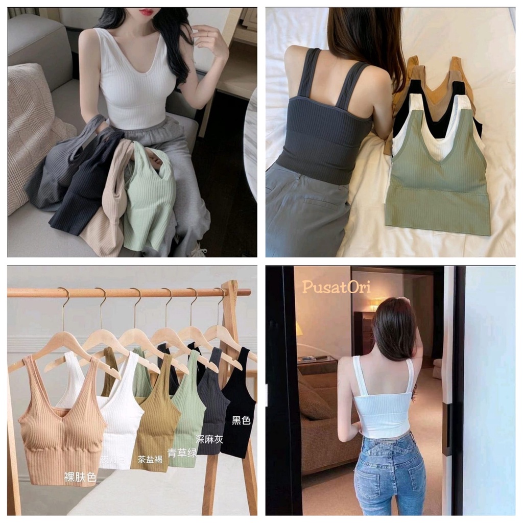 V Neck Tanktop Korean Cup Bra Pakaian Dalam Wanita Import