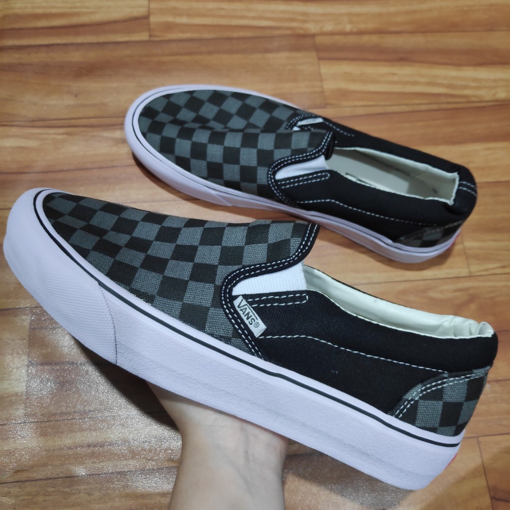 [COD] PREMIUM QUALITY! Sepatu Slip On Checkerboard - Classic, OG, Black Grey, Black on Black (Free Box)