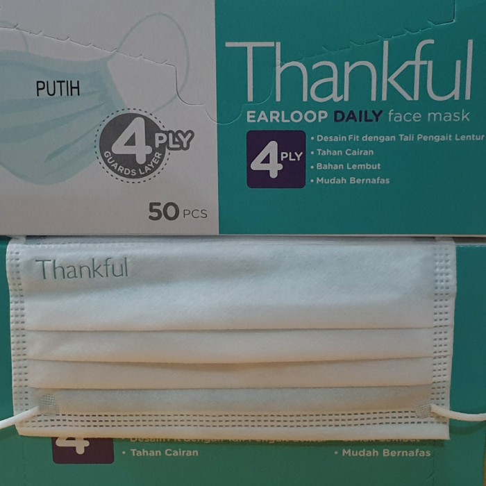 MASKER 4 PLY THANKFUL - PUTIH