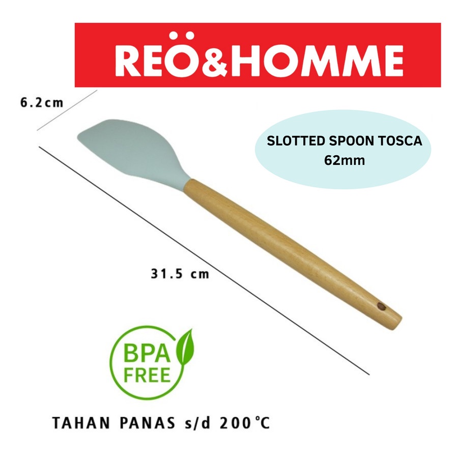 Reo&Homme Sutil Masak Solid Spoon Tosca OR-203F Spatula Sendok Masak Spatula Silicone Gagang Kayu